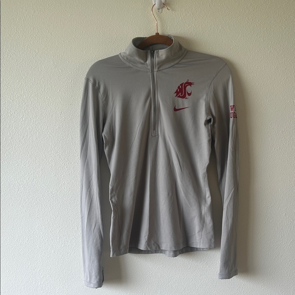 WSU Nike Light Gray Quarter-Zip Pullover